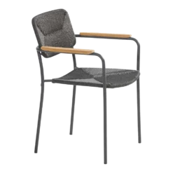 Bora Dining Stoel Met Teak Armleuning - Antraciet -Tuin Magisch Verkoop bora dining stoel met teak armleuning antraciet 2
