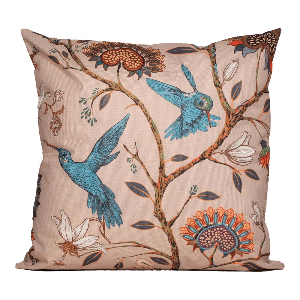 Buitenkussen Blauwe Vogel En Bloemen 45x45cm - Tuinkussen 1 Buitenkussen Blauwe Vogel En Bloemen 45x45cm - Tuinkussen