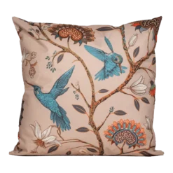 Buitenkussen Blauwe Vogel En Bloemen 60x60cm - Tuinkussen