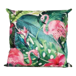 Buitenkussen Monstera/flamingo 45x45cm - Tuinkussen