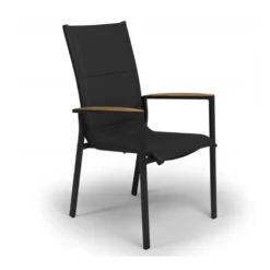 Tuinstoel Foxx Met Hoge Rugleuning - Teak Stapelbare Stoel - Charcoal