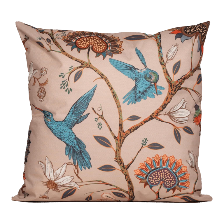 Tuin Magisch Verkoop -Tuin Magisch Verkoop buitenkussen blauwe vogel en bloemen 45x45cm tuinkussen polyester 1 768x768 1